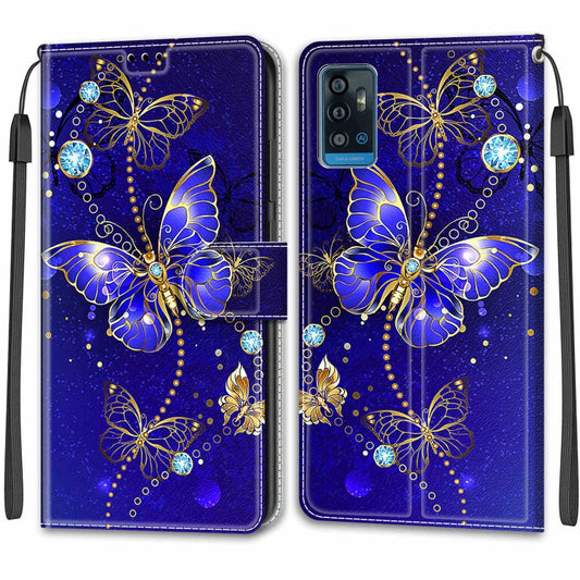 Voltage Coloured Drawing Magnetic Clasp Horizontal Flip PU Leather Case with Holder & Card Slots For ZTE Blade A71(C11 Blue Golden Chain Butterflies) by buy2fix