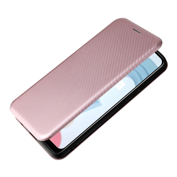 For OPPO Realme C21Y Carbon Fiber Texture Horizontal Flip TPU + PC + PU Leather Case with Card Slot(Pink) by buy2fix