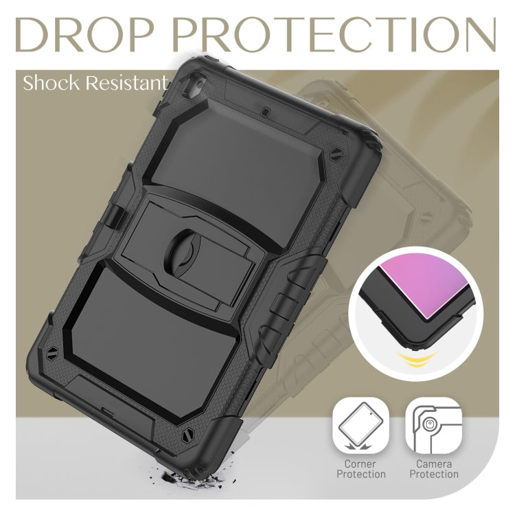 For iPad 10.2 2021 / 2020 / 2019 Shockproof Colorful Silica Gel + PC Protective Case with Holder & Shoulder Strap(Black) by buy2fix