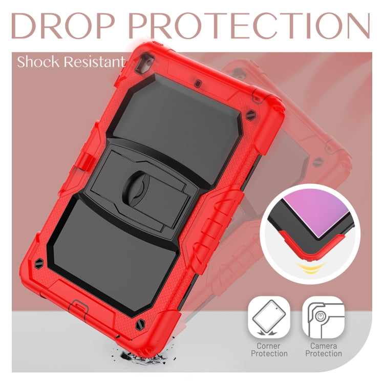 For iPad 10.2 2021 / 2020 / 2019 Shockproof Colorful Silica Gel + PC Protective Case with Holder & Shoulder Strap(Red) by buy2fix