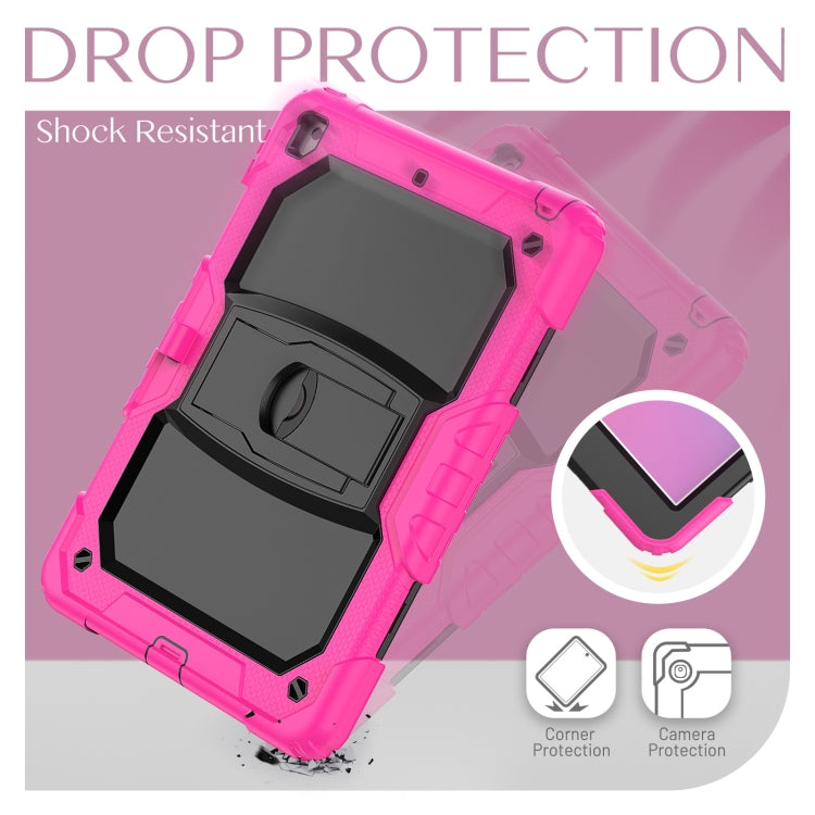 For iPad 10.2 2021 / 2020 / 2019 Shockproof Colorful Silica Gel + PC Protective Case with Holder & Shoulder Strap(Rose Red) - iPad 10.2 Cases by buy2fix | Online Shopping UK | buy2fix