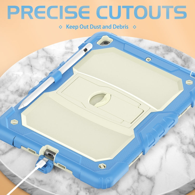 For iPad 10.2 2021 / 2020 / 2019 Shockproof Colorful Silica Gel + PC Protective Case with Holder & Shoulder Strap(Cyan Blue) - iPad 10.2 Cases by buy2fix | Online Shopping UK | buy2fix