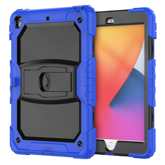 For iPad 10.2 2021 / 2020 / 2019 Shockproof Colorful Silica Gel + PC Protective Case with Holder & Shoulder Strap(Dark Blue) by buy2fix