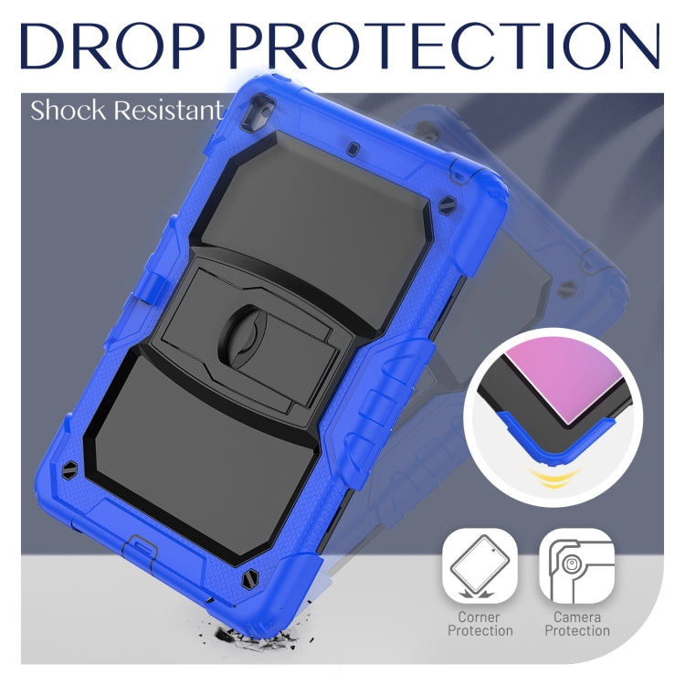 For iPad 10.2 2021 / 2020 / 2019 Shockproof Colorful Silica Gel + PC Protective Case with Holder & Shoulder Strap(Dark Blue) by buy2fix