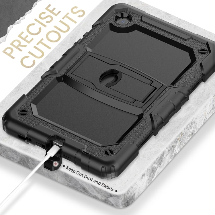 Shockproof Colorful Silica Gel + PC Protective Case with Holder & Shoulder Strap For Samsung Galaxy A7 Lite T220 / T225(Black) by buy2fix