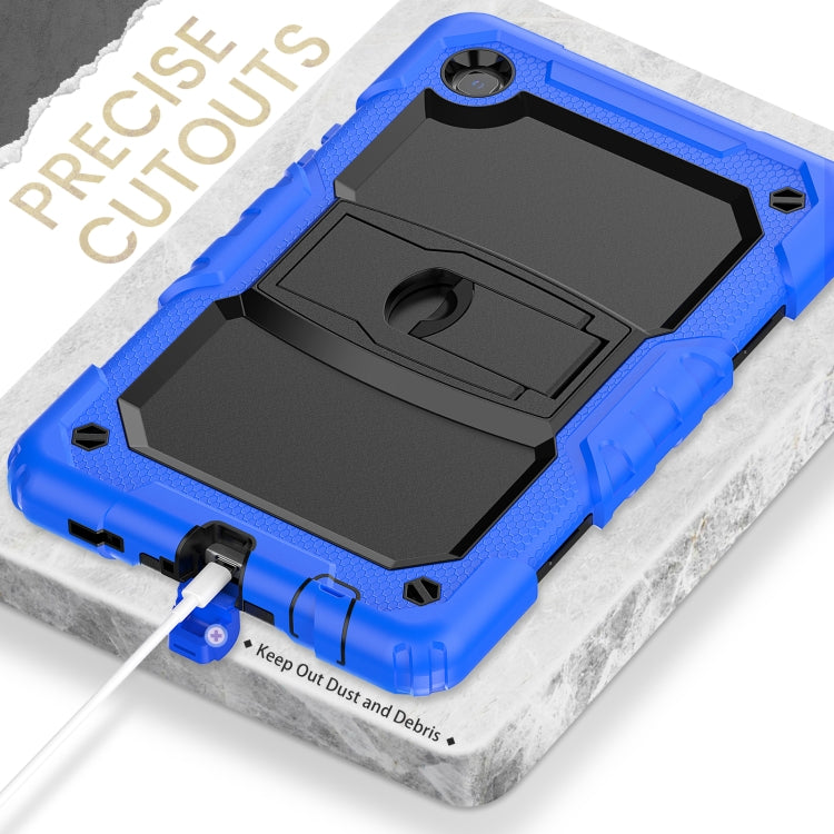 Shockproof Colorful Silica Gel + PC Protective Case with Holder & Shoulder Strap For Samsung Galaxy A7 Lite T220 / T225(Dark Blue) by buy2fix