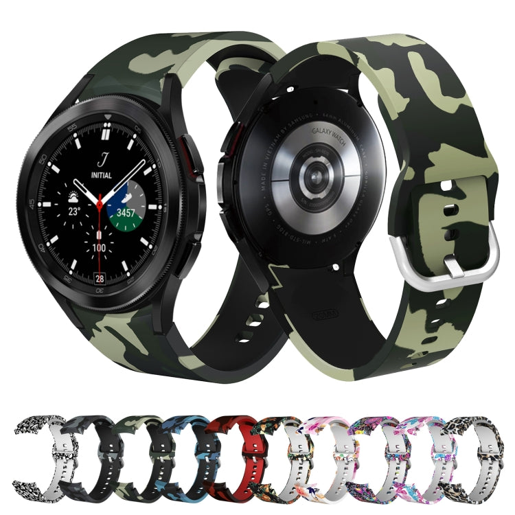 For Samsung Galaxy Watch4 / Watch4 Classic Silicone Printing Watch Band(Camouflage Blue) by buy2fix