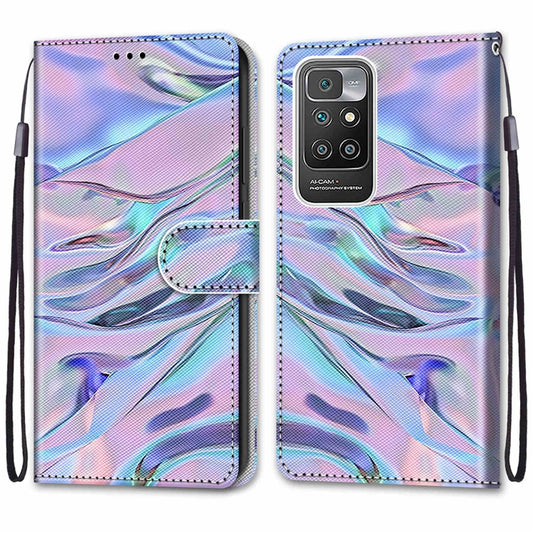 For Xiaomi Redmi 10 Coloured Drawing Cross Texture Horizontal Flip PU Leather Case with Holder & Card Slots & Wallet & Lanyard(Fluorescent Water Texture) by buy2fix