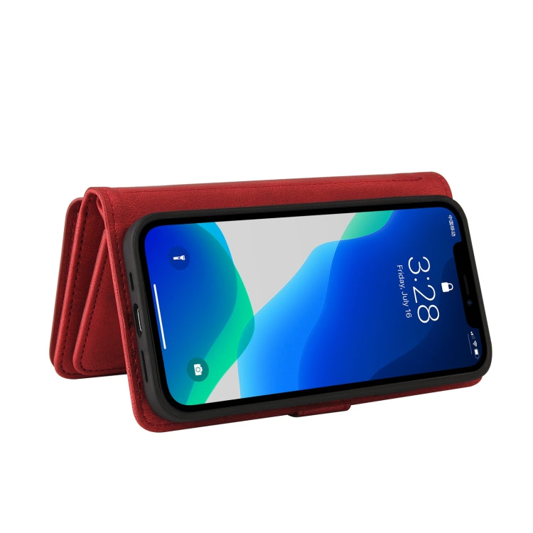 For iPhone 13 Pro Skin Feel PU + TPU Horizontal Flip Leather Case with Holder & 15 Cards Slot & Wallet & Zipper Pocket & Lanyard (Red) - iPhone 13 Pro Cases by buy2fix | Online Shopping UK | buy2fix