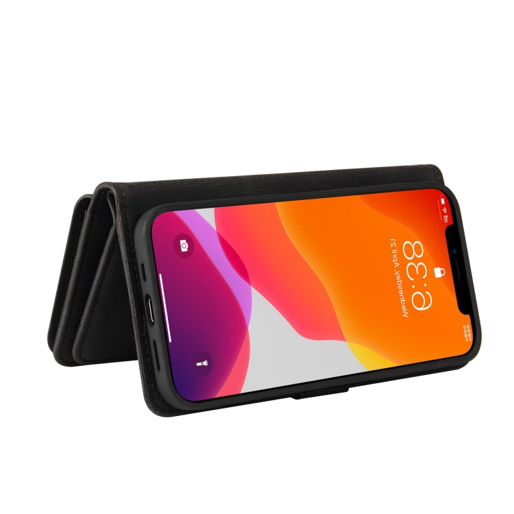 For iPhone 12 Pro Max Skin Feel PU + TPU Horizontal Flip Leather Case with Holder & 15 Cards Slot & Wallet & Zipper Pocket & Lanyard(Black) - iPhone 12 Pro Max Cases by buy2fix | Online Shopping UK | buy2fix