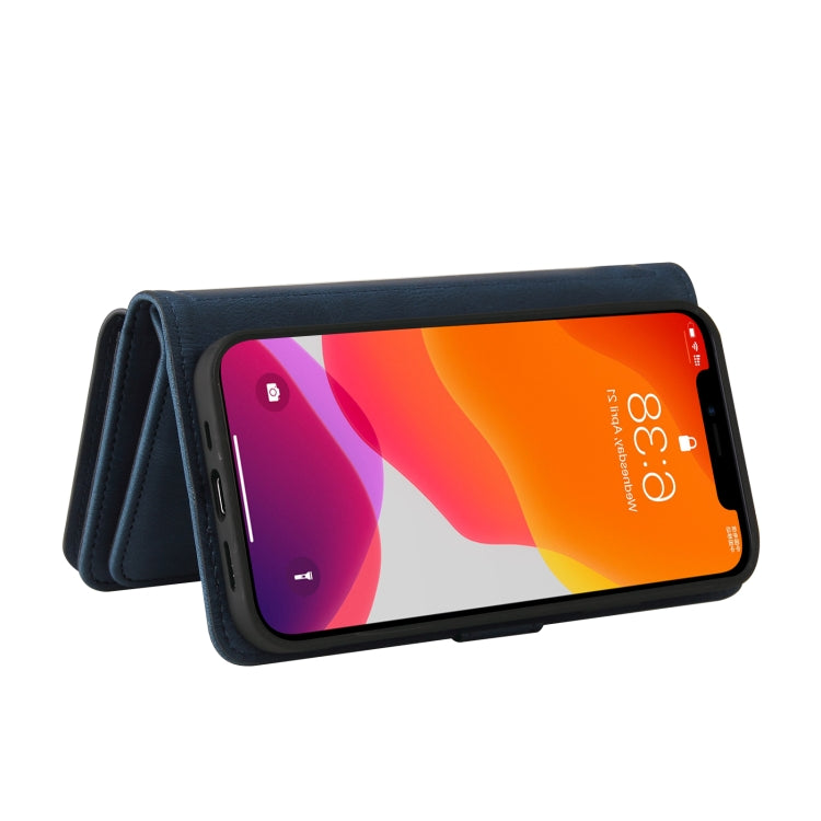 For iPhone 12 Pro Max Skin Feel PU + TPU Horizontal Flip Leather Case with Holder & 15 Cards Slot & Wallet & Zipper Pocket & Lanyard(Blue) - iPhone 12 Pro Max Cases by buy2fix | Online Shopping UK | buy2fix