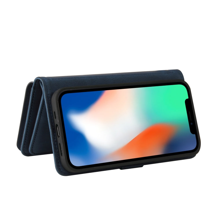 For iPhone X / XS Skin Feel PU + TPU Horizontal Flip Leather Case with Holder & 15 Cards Slot & Wallet & Zipper Pocket & Lanyard(Blue) - More iPhone Cases by buy2fix | Online Shopping UK | buy2fix