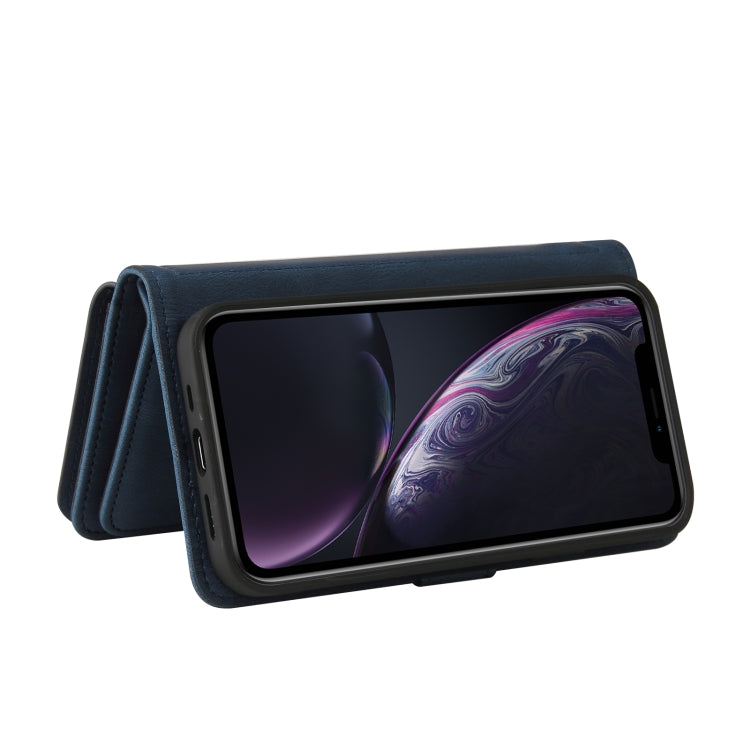 For iPhone XR Skin Feel PU + TPU Horizontal Flip Leather Case with Holder & 15 Cards Slot & Wallet & Zipper Pocket & Lanyard(Blue) by buy2fix