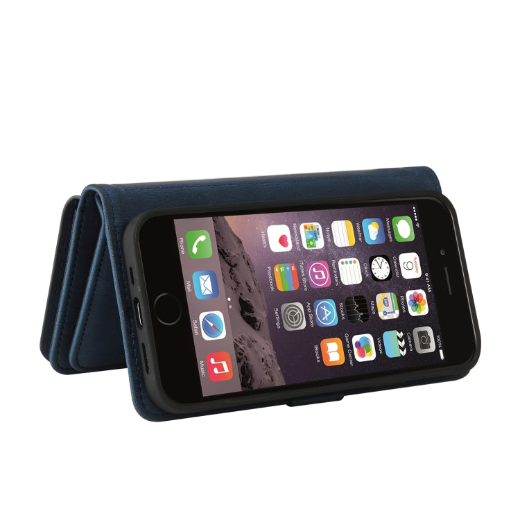 For iPhone SE 2022 / SE 2020 / 8 / 7 Skin Feel PU + TPU Horizontal Flip Leather Case with Holder & 15 Cards Slot & Wallet & Zipper Pocket & Lanyard(Blue) - iPhone SE 2022 / 2020 / 8 / 7 Cases by buy2fix | Online Shopping UK | buy2fix