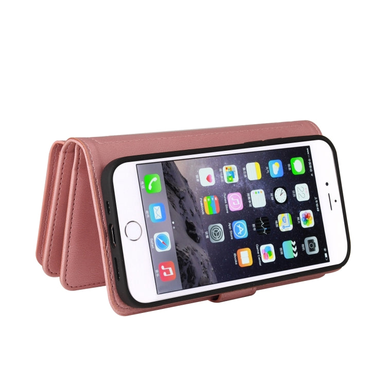 Skin Feel PU + TPU Horizontal Flip Leather Case with Holder & 15 Cards Slot & Wallet & Zipper Pocket & Lanyard For iPhone 8 Plus & 7 Plus(Pink) - More iPhone Cases by buy2fix | Online Shopping UK | buy2fix