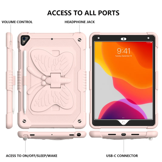 Pure Color PC + Silicone Anti-drop Protective Case with Butterfly Shape Holder & Pen Slot For iPad 10.2 2021 & 2020 & 2019 / Air 3 10.5 inch(Rose Pink) - iPad 10.2 Cases by buy2fix | Online Shopping UK | buy2fix