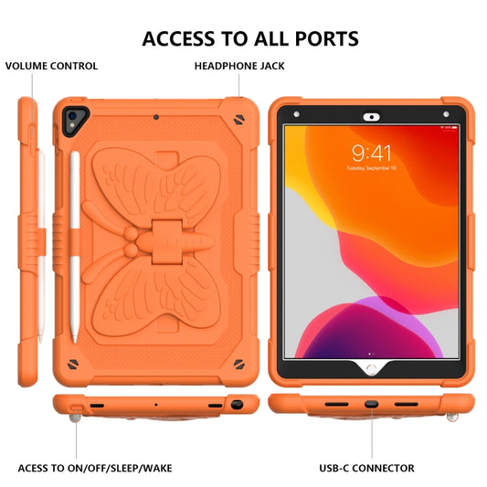 Pure Color PC + Silicone Anti-drop Protective Case with Butterfly Shape Holder & Pen Slot For iPad 10.2 2021 & 2020 & 2019 / Air 3 10.5 inch(Kumquat) - iPad 10.2 Cases by buy2fix | Online Shopping UK | buy2fix
