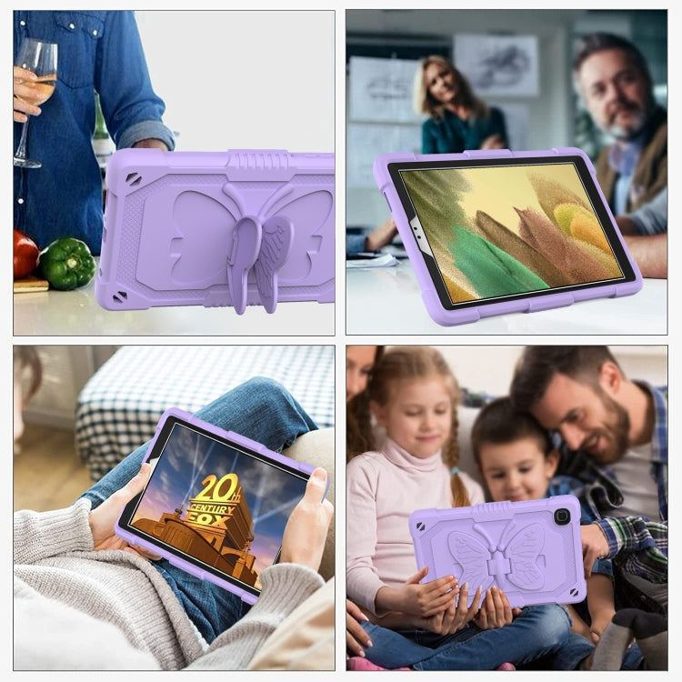 Pure Color PC + Silicone Anti-drop Protective Case with Butterfly Shape Holder & Pen Slot For Samsung Galaxy Tab A7 Lite 8.7 SM-T220 / SM-T225(Light Purple) - Tab A7 Lite T220 / T225 by buy2fix | Online Shopping UK | buy2fix