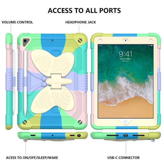 Beige PC + Silicone Anti-drop Protective Case with Butterfly Shape Holder & Pen Slot For iPad 9.7 2018 & 2017 / Pro 9.7 inch / Air 2 / 6(Colorful Green) by buy2fix