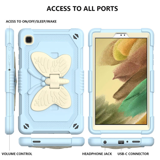 Beige PC + Silicone Anti-drop Protective Case with Butterfly Shape Holder & Pen Slot For Samsung Galaxy Tab A7 Lite 8.7 SM-T220 / SM-T225(Beige + Ice Crystal Blue) - Tab A7 Lite T220 / T225 by buy2fix | Online Shopping UK | buy2fix