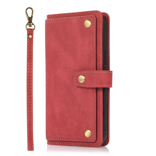 For iPhone 12 Pro Max PU + TPU Horizontal Flip Leather Case with Holder & Card Slot & Wallet & Lanyard(Wine Red) by buy2fix