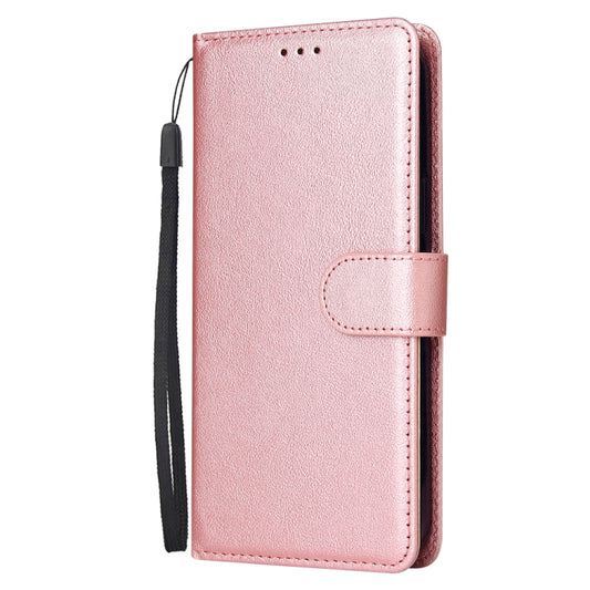 For iPhone 13 Multifunctional Horizontal Flip Leather Case, with Three Card Slot & Holder & Photo Frame & Lanyard(Rose Gold) by buy2fix