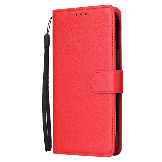 For iPhone 13 Multifunctional Horizontal Flip Leather Case, with Three Card Slot & Holder & Photo Frame & Lanyard(Red) by buy2fix