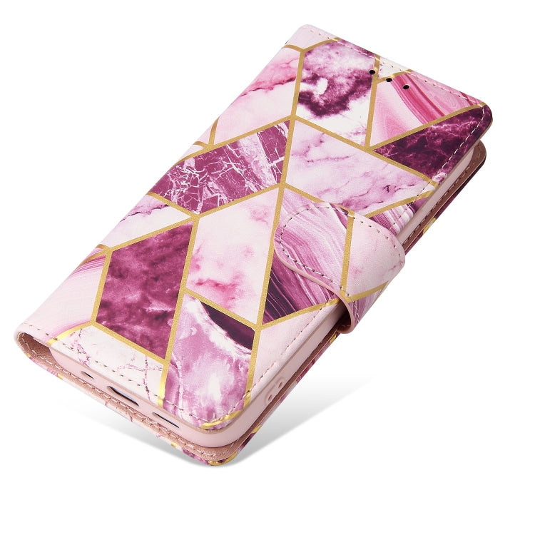 For iPhone 13 Marble Bronzing Stitching Horizontal Flip PU Leather Case with Holder & Card Slots & Wallet & Photo Frame(Purple) by buy2fix
