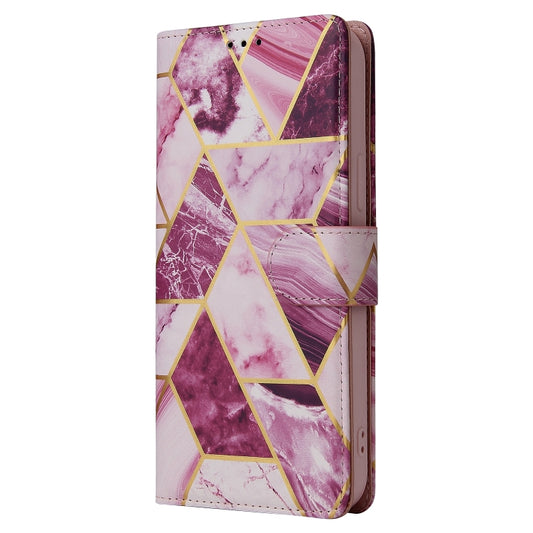 For iPhone 13 Pro Marble Bronzing Stitching Horizontal Flip PU Leather Case with Holder & Card Slots & Wallet & Photo Frame (Purple) by buy2fix