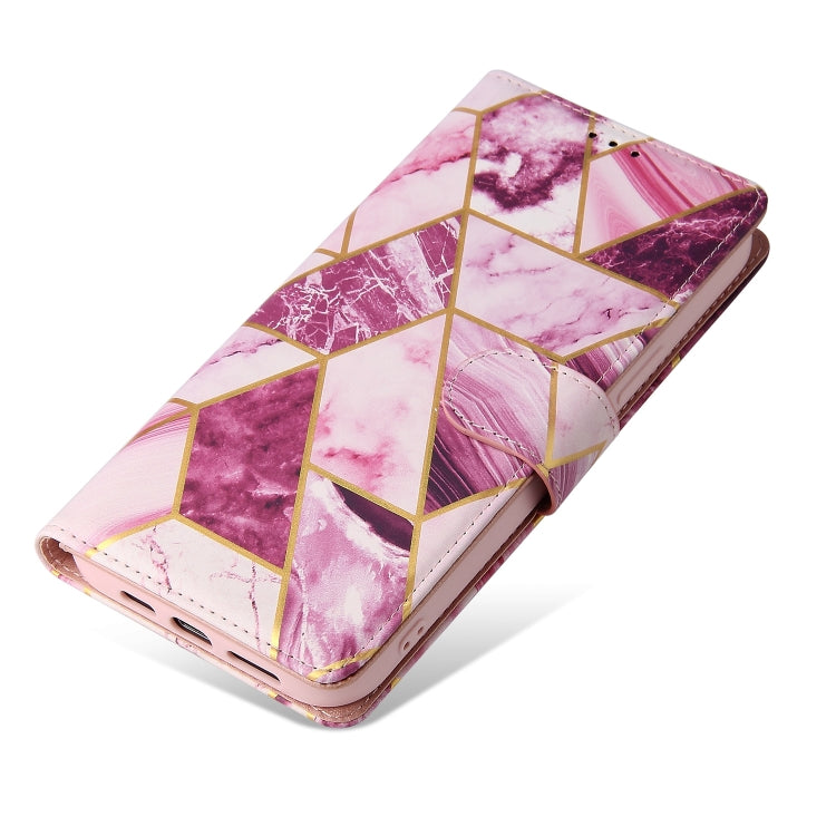 For iPhone 13 Pro Max Marble Bronzing Stitching Horizontal Flip PU Leather Case with Holder & Card Slots & Wallet & Photo Frame (Purple) by buy2fix