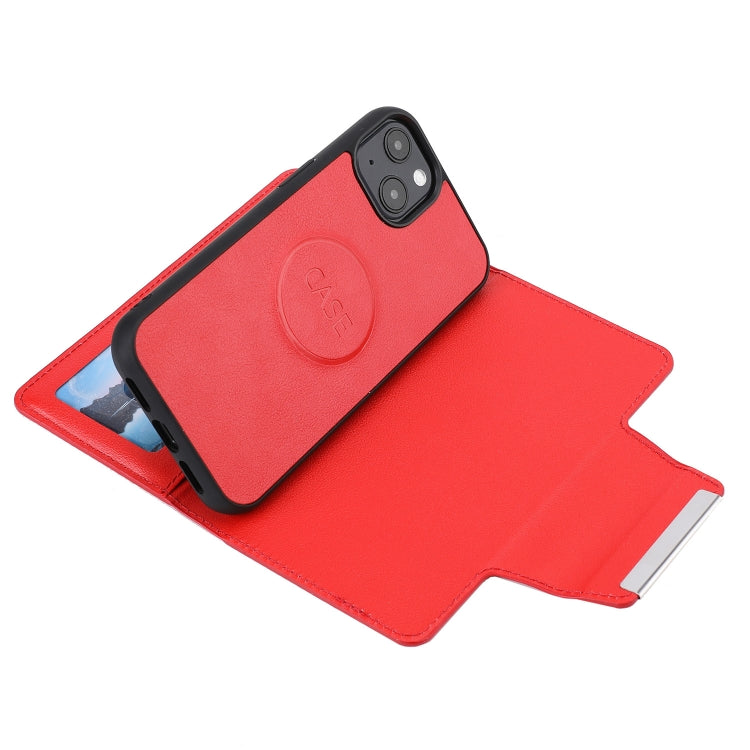 For iPhone 13 Ultra-thin Separable Magnetic Horizontal Flip Leather Case with Card Slot & Wallet(Red) by buy2fix