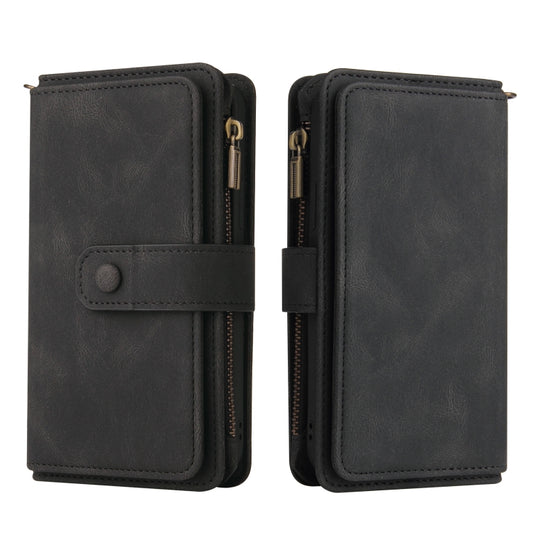 For Motorola Moto G30 Skin Feel PU + TPU Horizontal Flip Leather Case With Holder & 15 Cards Slot & Wallet & Zipper Pocket & Lanyard(Black) by buy2fix