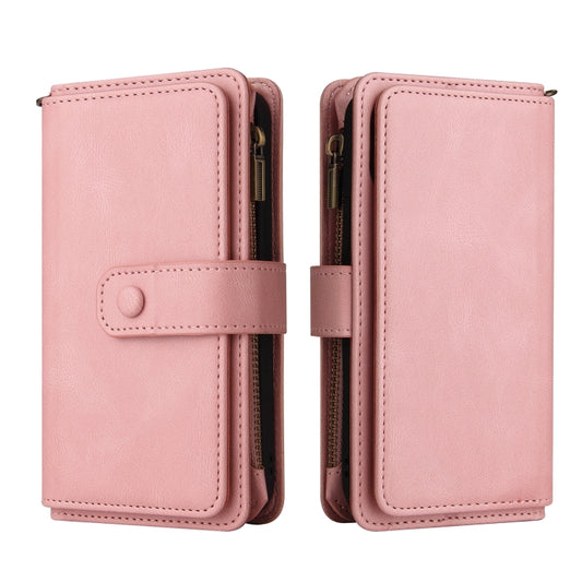For Motorola Moto G30 Skin Feel PU + TPU Horizontal Flip Leather Case With Holder & 15 Cards Slot & Wallet & Zipper Pocket & Lanyard(Pink) by buy2fix