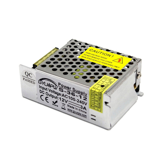 S-36-12 DC12V 3A 36W LED Regulated Switching Power Supply, Size: 86 x 58 x 33mm by buy2fix