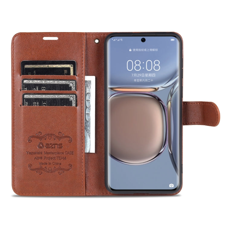 For Huawei P50 AZNS Sheepskin Texture Horizontal Flip Leather Case with Holder & Card Slots & Wallet(Brown) - Huawei Cases by AZNS | Online Shopping UK | buy2fix