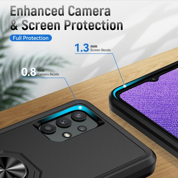 For Samsung Galay A32 5G Pioneer Armor Heavy Duty PC + TPU Shockproof Case with Holder(Black) by buy2fix