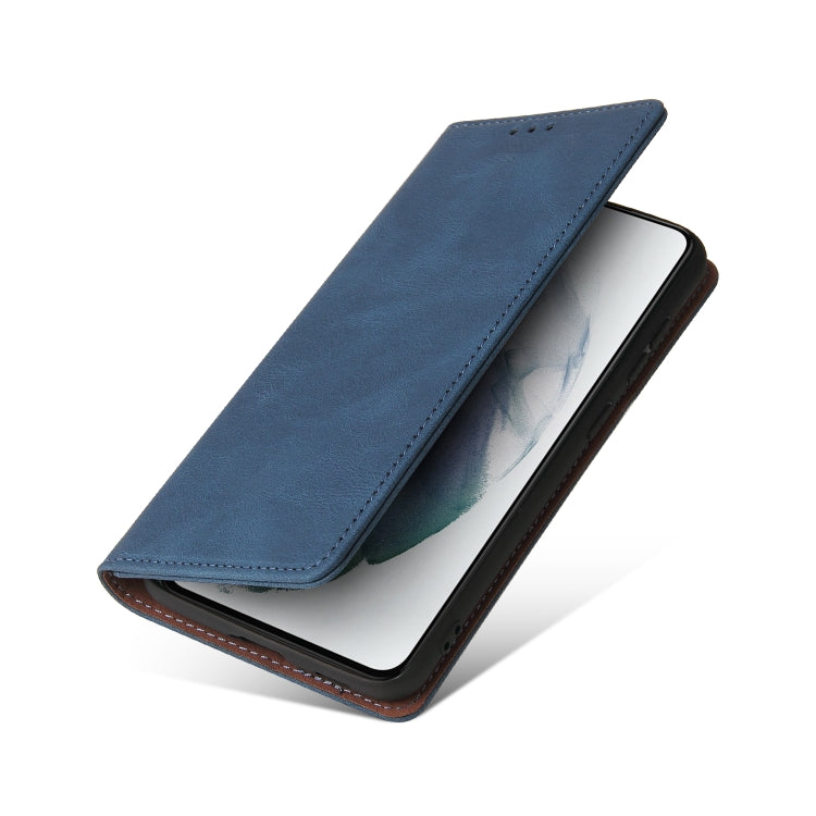 For Samsung Galaxy S21 FE 5G Simple Suction Closure Horizontal Flip Leather Case with Holder & Card Slot & Wallet(Blue) by buy2fix
