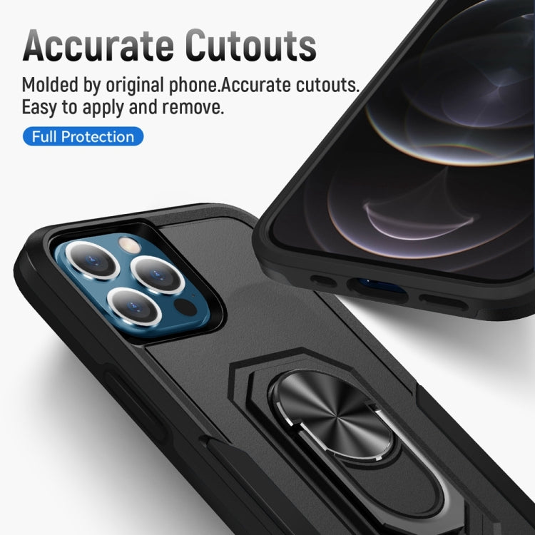 For iPhone 13 Pro Max Ring Kickstand Heavy Duty Shockproof Phone Case (Black) by buy2fix