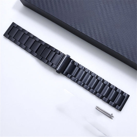 For Xiaomi Haylou RS3 / Suunto 9 Peak 22mm Universal Titanium Alloy Three Plants Flat Buckle Watch Band(Black) by buy2fix