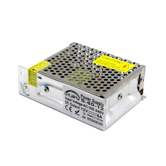S-60-12 DC12V 5A 60W LED Regulated Switching Power Supply, Size: 110 x 79 x 36mm by buy2fix