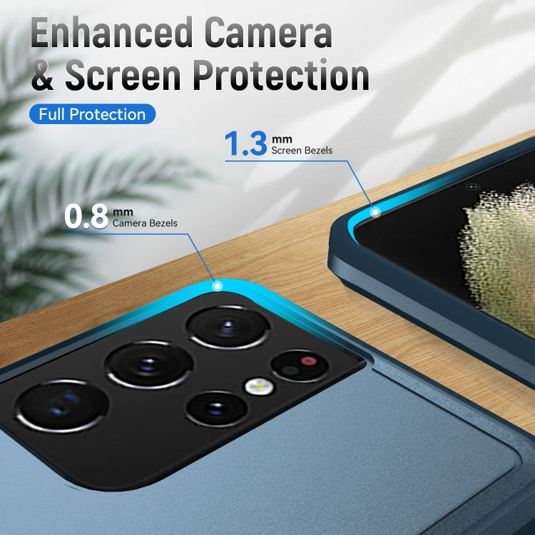 For Samsung Galay S21 Ultra 5G Pioneer Armor Heavy Duty PC + TPU Shockproof Case(Blue) by buy2fix