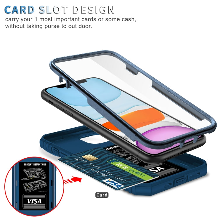 For iPhone 12 mini Sliding Camera Cover Design TPU + PC Protective Case with 360 Degree Rotating Holder & Card Slot (Blue+Blue) by buy2fix