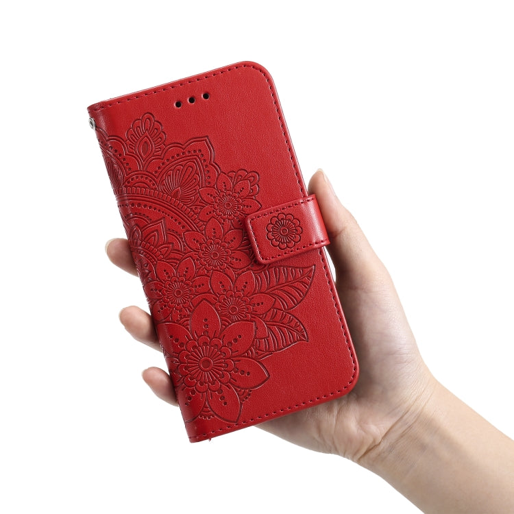 For Nokia G10 / G20 / 6.3 7-petal Flowers Embossing Pattern Horizontal Flip PU Leather Case with Holder & Card Slots & Wallet & Photo Frame(Red) by buy2fix