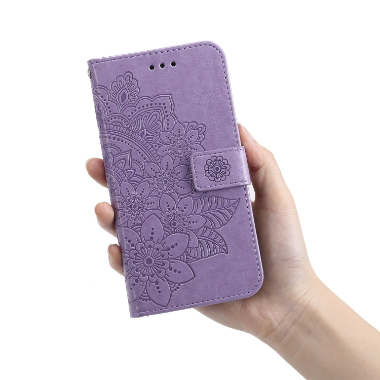 For OPPO Realme GT Master / Realme Q3 Pro 7-petal Flowers Embossing Pattern Horizontal Flip PU Leather Case with Holder & Card Slots & Wallet & Photo Frame(Light Purple) by buy2fix