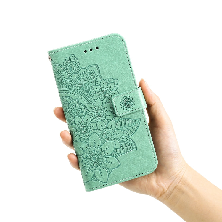 For OPPO Realme GT Master / Realme Q3 Pro 7-petal Flowers Embossing Pattern Horizontal Flip PU Leather Case with Holder & Card Slots & Wallet & Photo Frame(Green) by buy2fix