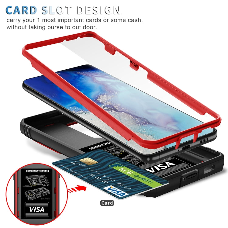 For Samsung Galaxy S21 Ultra 5G Sliding Camera Cover Design TPU + PC Protective Case with 360 Degree Rotating Holder & Card Slot(Red+Black) by buy2fix