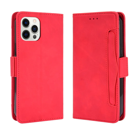 For iPhone 13 Pro Skin Feel Calf Pattern Horizontal Flip Leather Case with Holder & Card Slots & Photo Frame (Red) by buy2fix