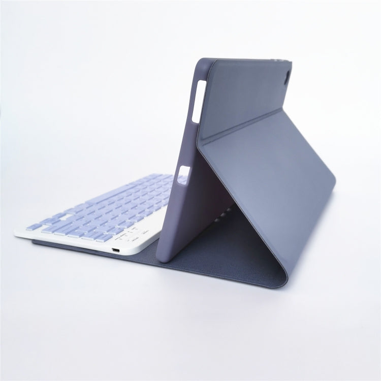 For Lenovo Smart Tab M10 HPD Plus TB-X606F 10.3 inch LX103 Solid Color Detachable Square Keycap Bluetooth Keyboard Leather Tablet Case with Stand(Purple) by buy2fix