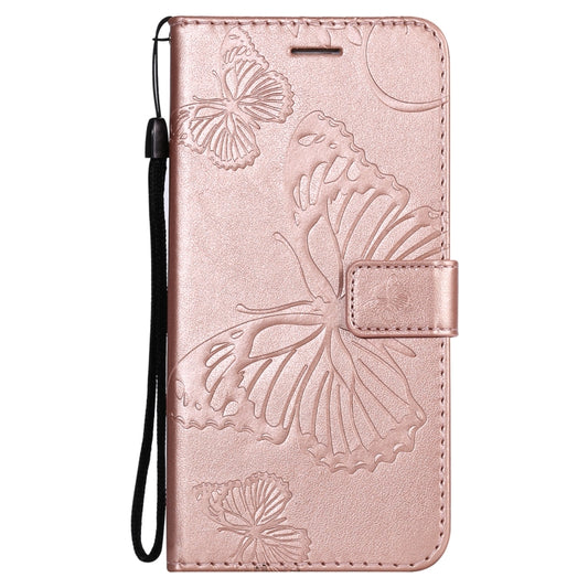 For iPhone 13 Pro 3D Butterfly Embossed Pattern Horizontal Flip Leather Case with Holder & Card Slot & Wallet & Lanyard (Rose Gold) by buy2fix