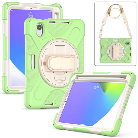 For iPad mini 6 / mini 2024 Silicone Hybrid PC Tablet Case with Grip Holder & Shoulder Strap(Matcha Green) - iPad mini 2024 Cases by buy2fix | Online Shopping UK | buy2fix